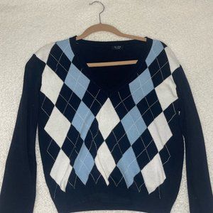 Brandy Melville Preppy Plaid Vneck Long Sleeve Sweater Cardiagn - OS